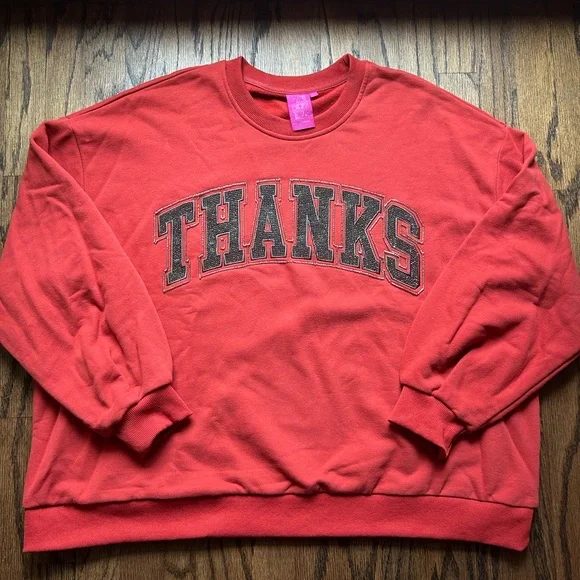 Queen Of Sparkles Rust Thanks Sweatshirt - Picture 2 of 4